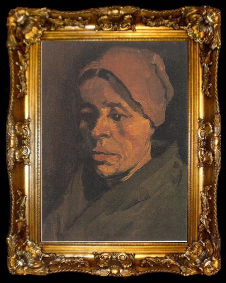framed  Vincent Van Gogh Head of a Peasant Woman with a brownish hood, ta009-2